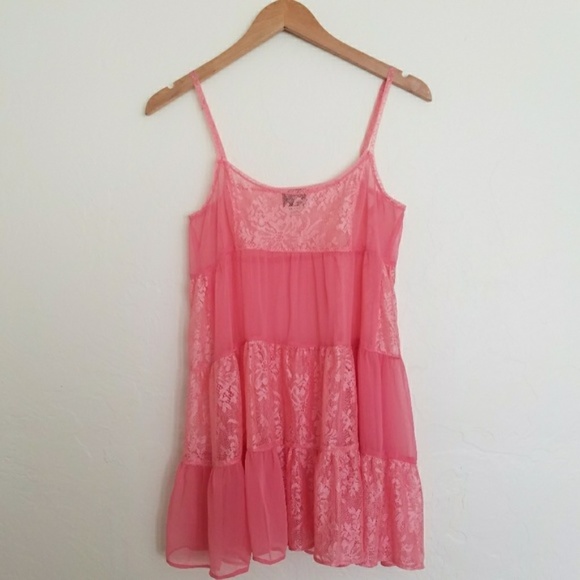 Free People Other - Free People Intimately Slip Dress Pink Peach Lace